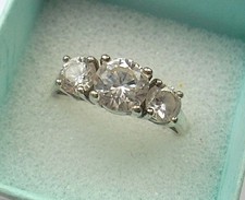 A 925 Silver Trilogy Engagement Ring. UK Size Q1/2