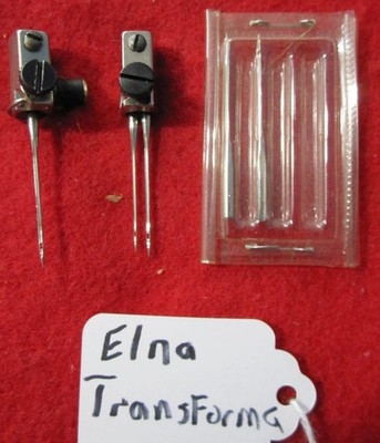 Vintage Elna TRANSFORMA  Sewing Machine SINGLE &Twin Needle Clamp w/Needles