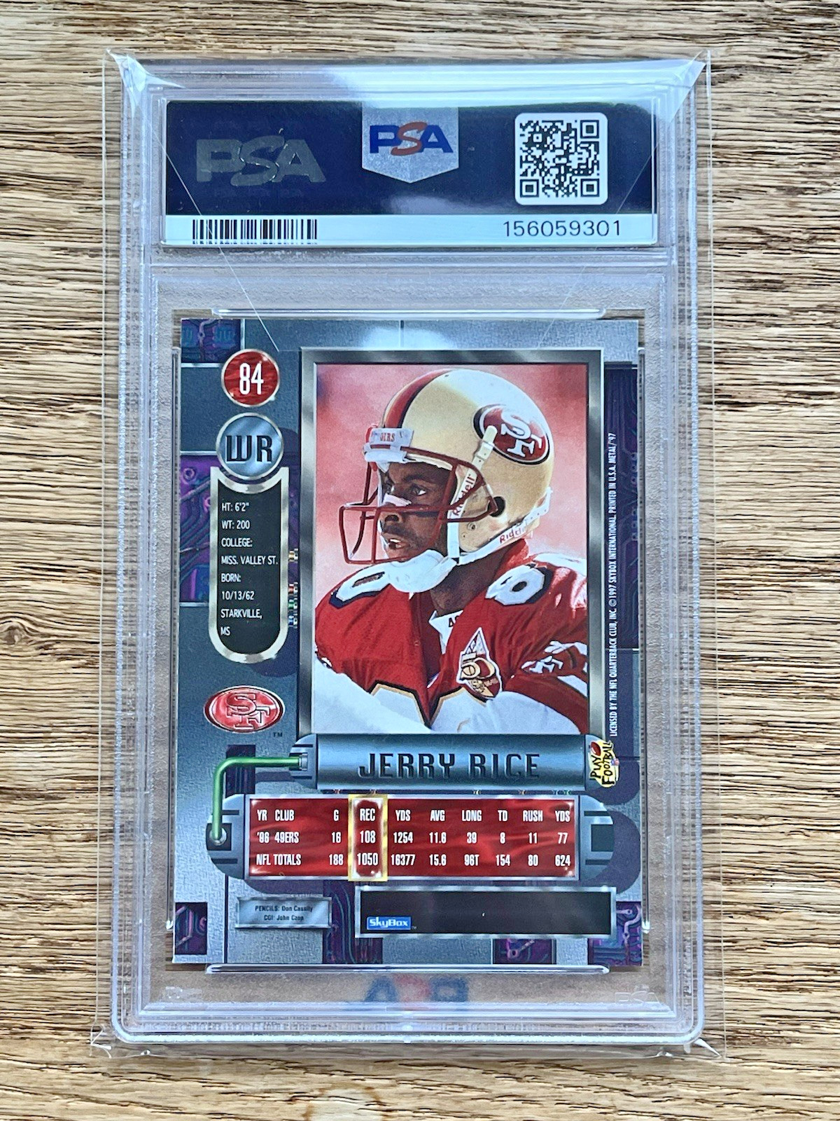 1997 Skybox Metal Universe Football Jerry Rice PSA 8 NM-MT view 2
