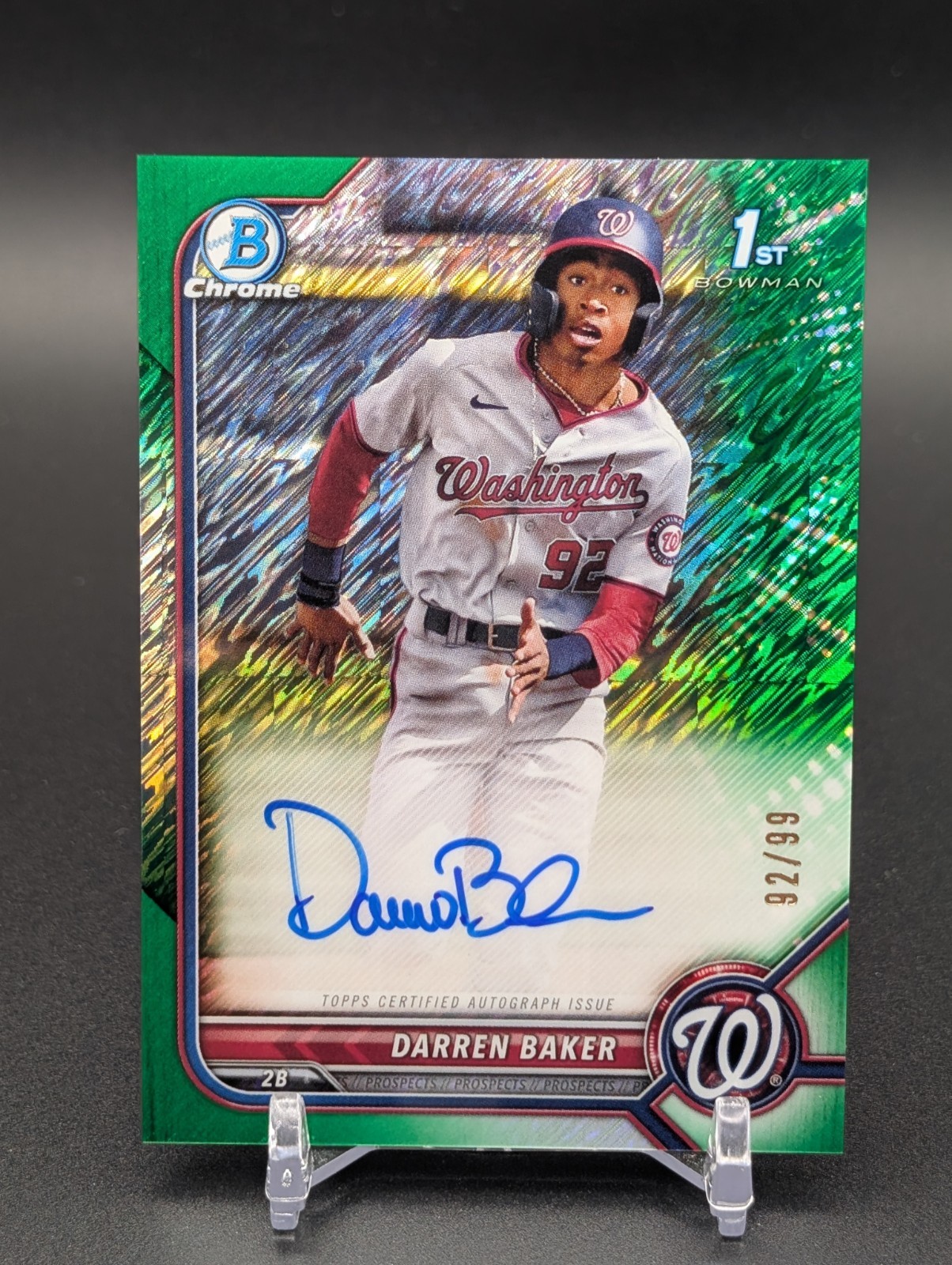 2022 Bowman Chrome Auto CPA-DB Darren Baker Green Shimmer /99 Nationals