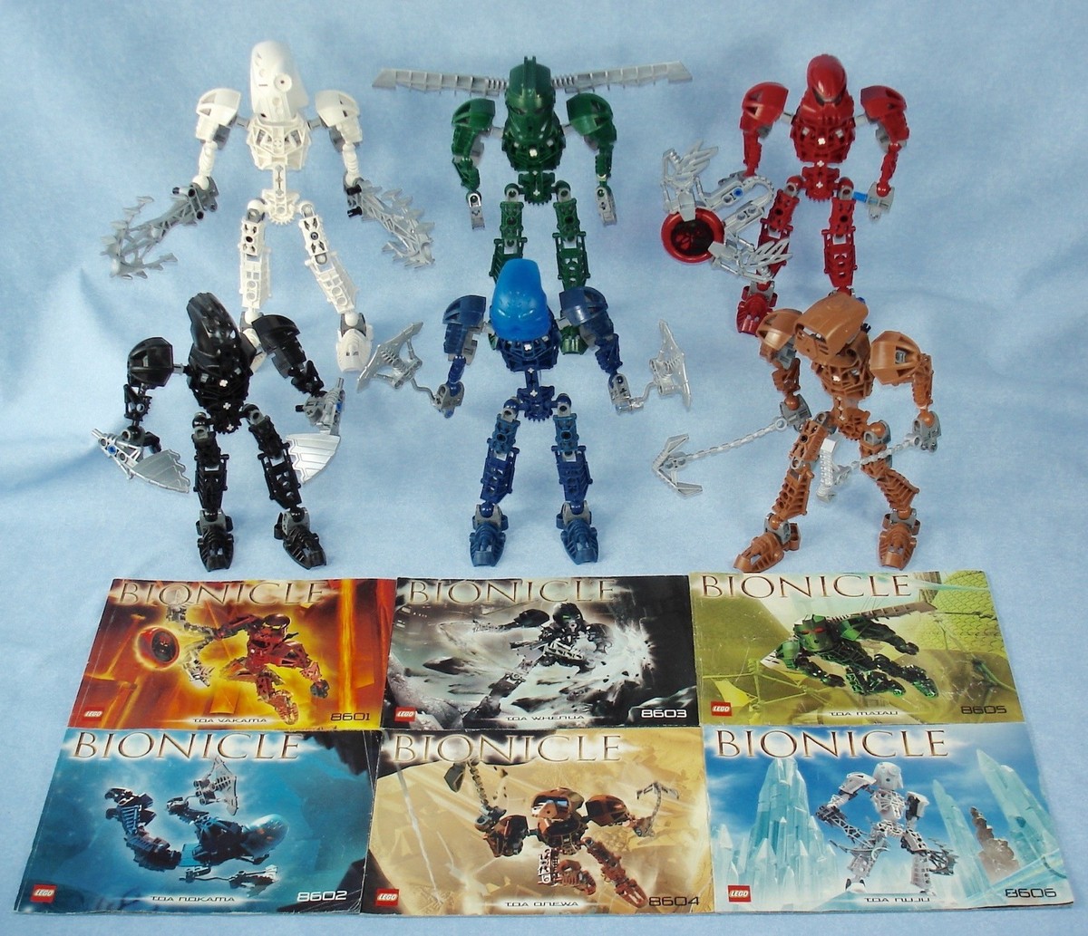 2004 Lego Bionicle TOA METRU NUI (8601- 8606) in Rare GLITTER