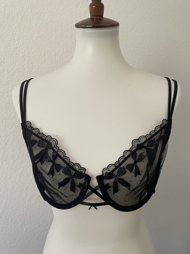 Intimissimi Bra Women Sz 38C Balconette Frou Frou Romance Black Lingerie NWT