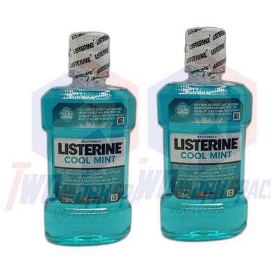 2x250ml Listerine Cool Mint Antiseptic Mouthwash For Fresher & Healthier Mouth