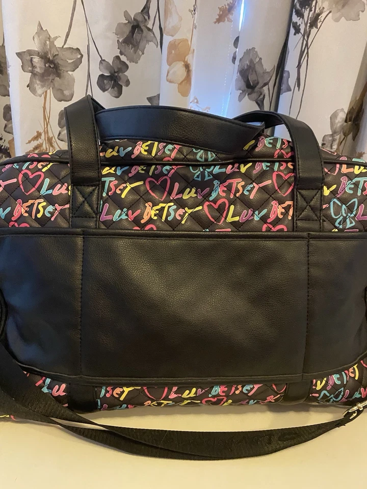 Medium Betsey Johnson Black Duffle Bag With Vibrant Print - Image 4 of 4