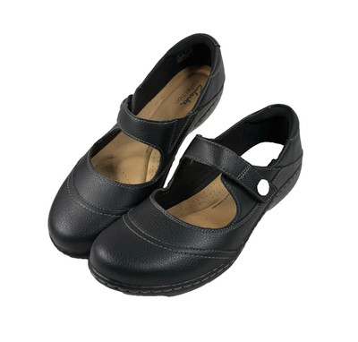 Clarks Ashland Elayne women's black tumbled leather Mary Jane shoes Size 9M
