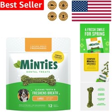 Vet Recommended Dental Chews for Large Dogs 12 Count Fresh Breath Plaque Removal