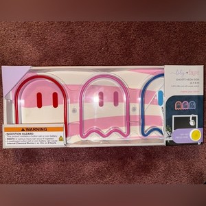 Ghost Neon Wall Art - Red, Pink, Blue