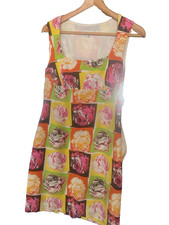 David & Rebecca 100% Silk Dress VTG Lined Rose Floral Grid Print Art To Wear 8