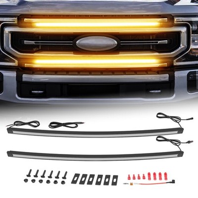 For 2017-2022 Ford F250 F350 Super Duty 2x LED Grill Lights Amber DRL Accent Bar