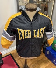 Everlast Black Yellow Bomber Hooded Snap Up Heavyweight Boxing Jacket Boys M