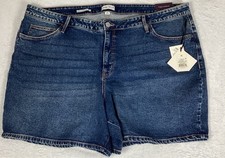 Ava  Viv Women's Size 26 High Rise Relaxed Bermuda Shorts Blue Stretch Denim
