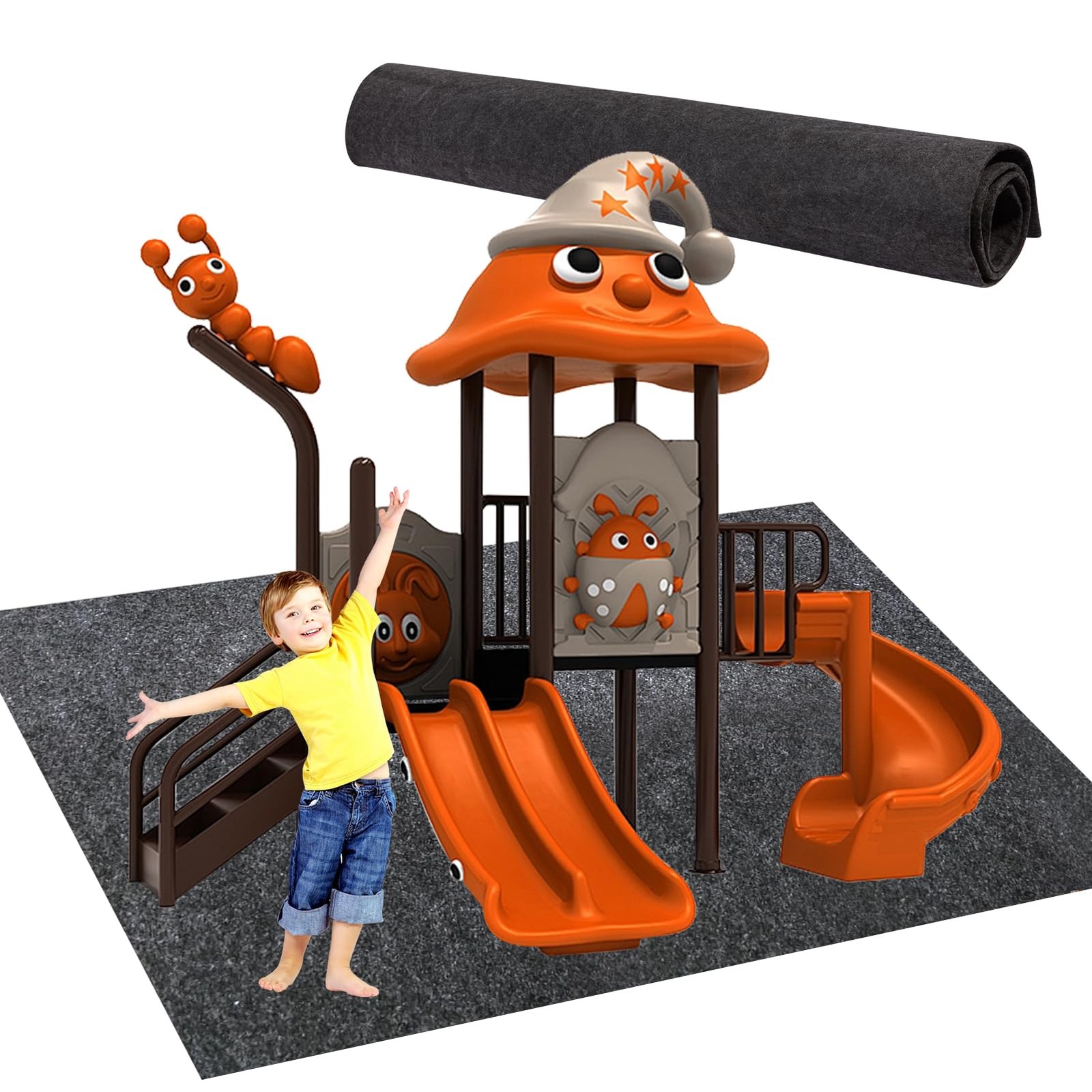 71" X 55" Large Outdoor Playhouse Mat Play Non Slip Backing Activity Pad Rug Use