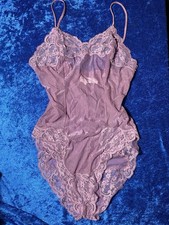 Vintage Lady Lynne Lingerie Teddy Bodysuit Shiny Shimmer Purple Nylon Lace 1960s