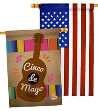 Cinco de Mayo Guitarron House Flag Double-Sided Mexican Fiesta 28x40