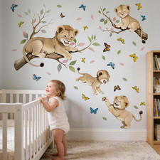 Jungle Lion Wall Decals for Baby: Safari Animal Peel and Stick Vinyl Wall Sticke