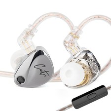 KZ Castor in Ear Monitor Headphones, Dual-Dynamic Driver with Mic, Silver