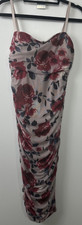 Vtg Y2K Speechless Ruched Bodycon Dress Sz L Floral Lined Adjustable Straps A48