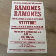 THE RAMONES  City Nights San Francisco ORIGINAL VINTAGE CONCERT PROMO POSTER #73