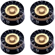 4Pcs Guitar Knobs,Amber Top Hat Knobs Electric Guitar Bass Speed Control 