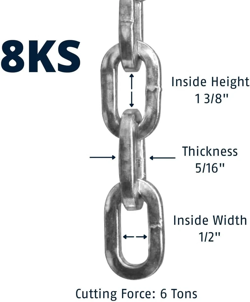 ABUS Hardened Steel 8KS 10 Foot x 5/16" Thick Square Security Chain for Bikes, C - Image 2 of 2