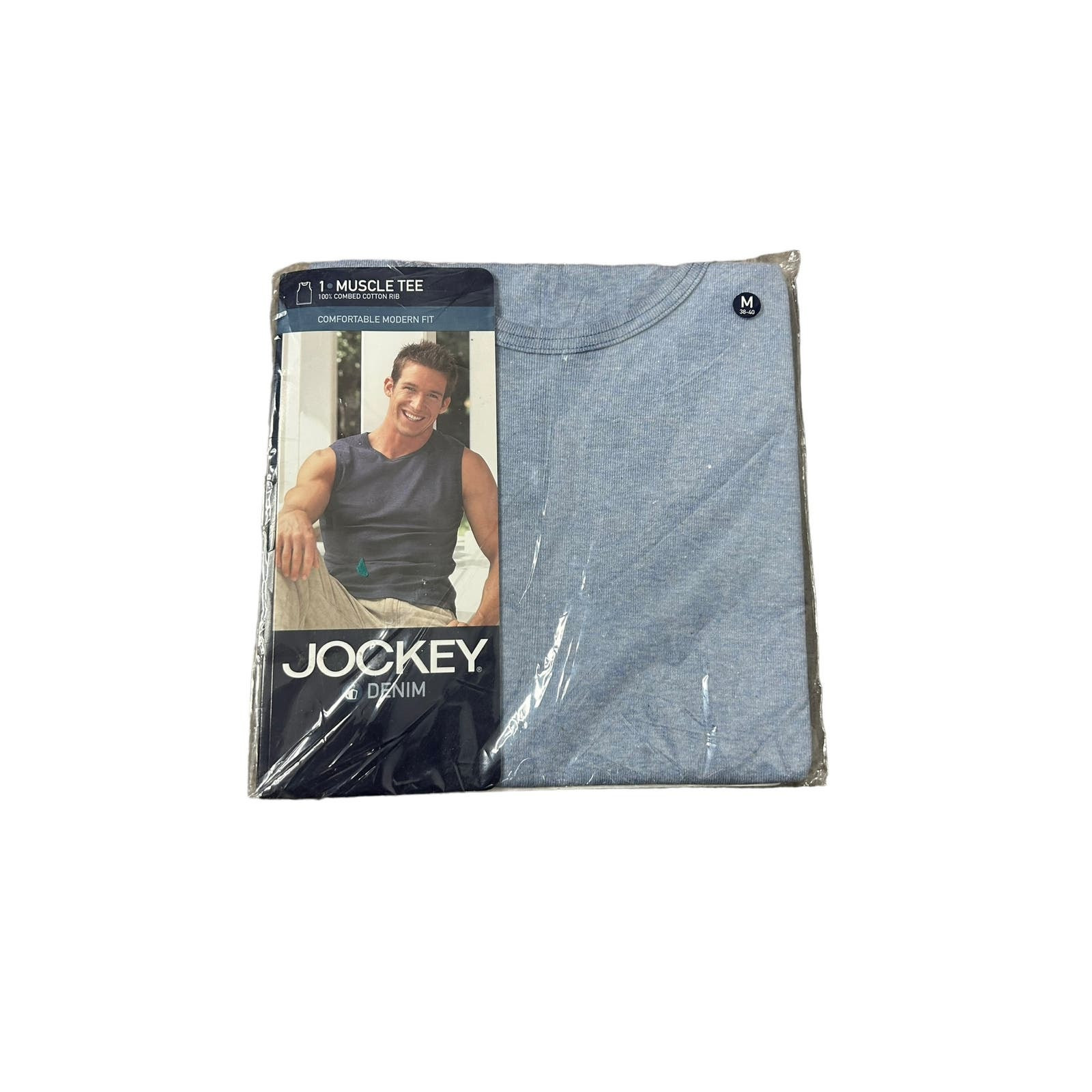 Jockey 2002 New Muscle tee combed cotton rib denim blue medi