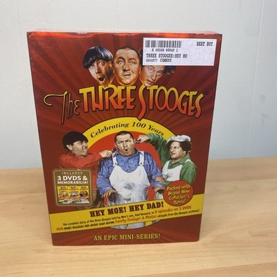 THE THREE STOOGES Hey Moe! Hey Dad! Celebrating 100 Years 3 DVD Box Set LTD NIB