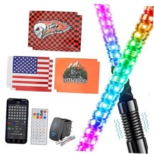 2PCS 4FT Whip Lights for UTV ATV with Spring Base, Tripled Brighter 4FT-2PCS