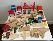 Wooden Train Railway Set 70 plus Pieces Track Trains
