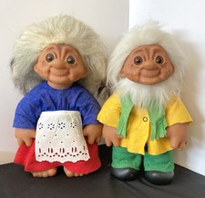 1977 Thomas Dam Norfin Grandma and Grandpa Troll Set - Made in Denmark - 12"