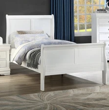 Louis Philippe Twin Sleigh Bed: White Finish