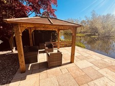 Image of 3m x 3m gazebo heavy duty Waterproof Wooden garden summer house lean to 