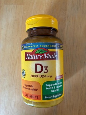 Nature Made Vitamin D3 2000 IU 50 mcg Immune Health 220 Tablets Exp. 11/26+++