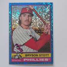 Topps Heritage Bryson Stott #135 Chrome Light Blue Sparkle Phillies 2025