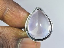 Natural Rose Quartz 925 Solid Sterling Silver Ring Size US-8