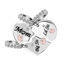 Mom Mother Big Sister Little Sister Rose Gold Tone Heart Puzzle Dangle Birthday