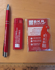 Werbesatz Kugelschreiber Feuerzeug Keyfinder rot mit Werbeaufdruck