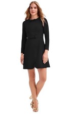 Draper James Sadie Dress Black S Long Sleeve In Ponte Back Zip Bow Accents