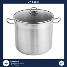 20L  Stainless Steel Stock Pot with Glass Lid – Induction & All Hob Cheer