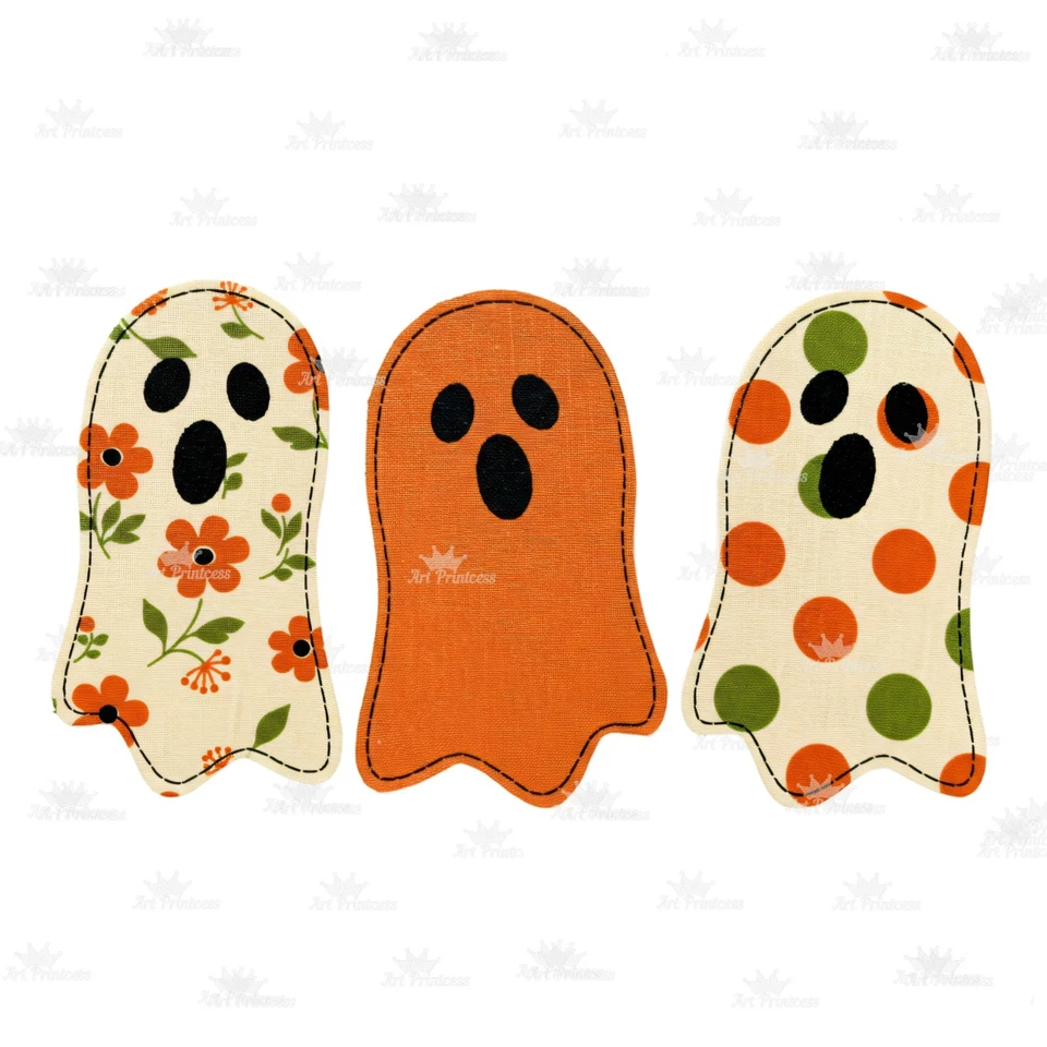 Cute Fabric Halloween Ghost Clipart Digital Download for Printing DIY Decoration - Image 3 of 4