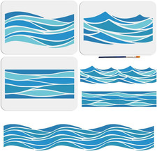 3Pcs Waves Stencil Template 11.7 8.3Inch Large Sea Ocean Wave Stencil with Paint