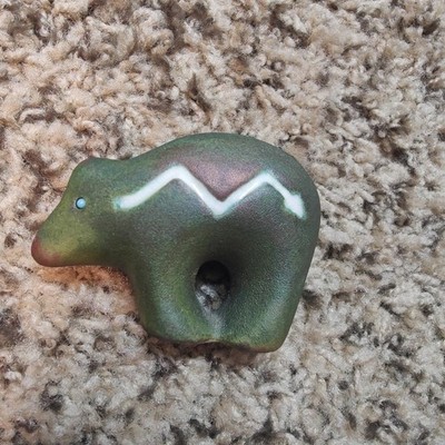 Jeremy Diller Raku Art Pottery FETISH BEAR Handmade Southwestern Figurine 2.3*3''