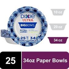 Large Disposable Paper Bowls 34 oz Multicolor Party Bowls Bulk Pack of 25