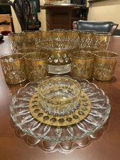 Ultimate 16 Pc Culver  22K Gold Valencia Set-Highball, Lowball, Ice Bucket +more
