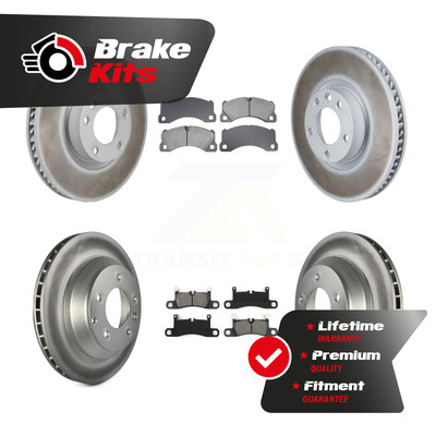 Front Rear Coat Brake Rotors Semi-Metallic Pad Kit For 2011-2012 Porsche Cayenne