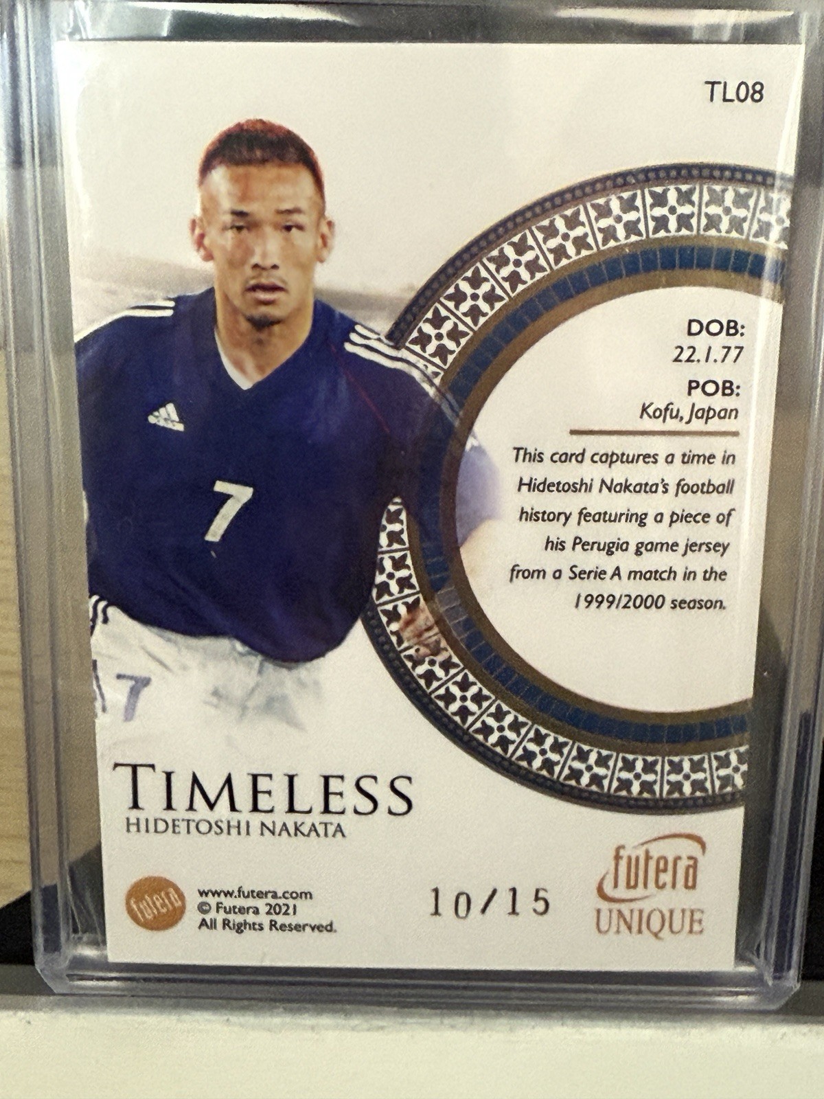 2021 Futera Unique Soccer Timeless #TL08 Hidetoshi Nakata Japan Game Patch 10/15 view 2