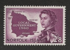 1960 Norfolk Island Sc# 42 - 2sh8p. QEII, Map, Local Government. MH Est$19.00