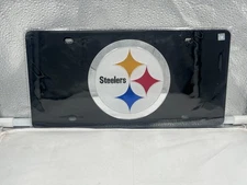 Pittsburgh Steelers NFL Black Reflective Lasercut License Plate Wincraft