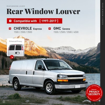 Rear Window Louver Sun Shade For 97-17 Chevy Express GMC Savana