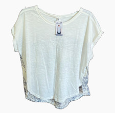 Seven7 Knit Paisley Printed Back T-Shirt Roun...