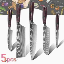 5X Chef Knife Set Stainless Steel Japanese Damascus Kitchen Knives Sharp Cleaver
